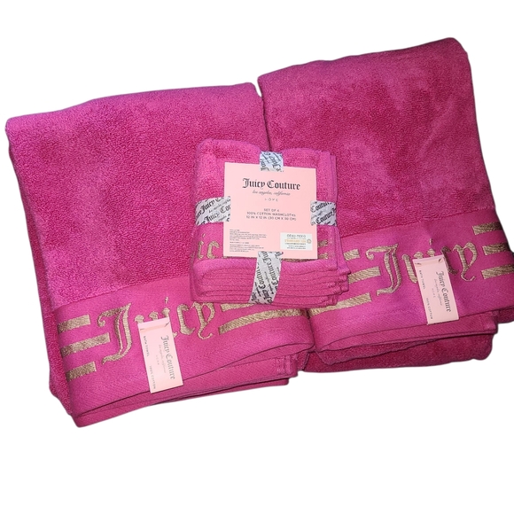 Juicy Couture Fuchsia Towel Set with Gold Accents - Picture 9 of 10